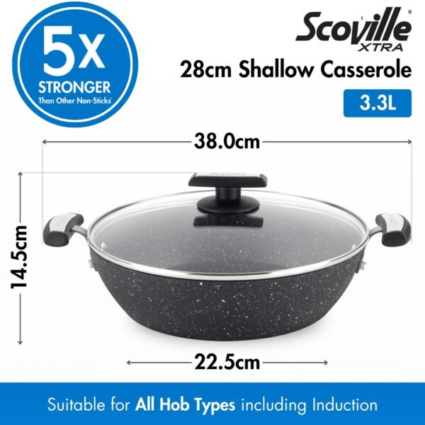 Scoville Xtra Neverstick 28cm Shallow Casserole with Lid